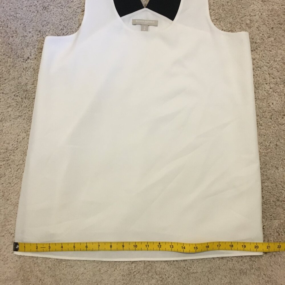 Banana Republic Bi-Layer Chiffon White Tank Top Black Band Shoulder Straps Small - Picture 11 of 13